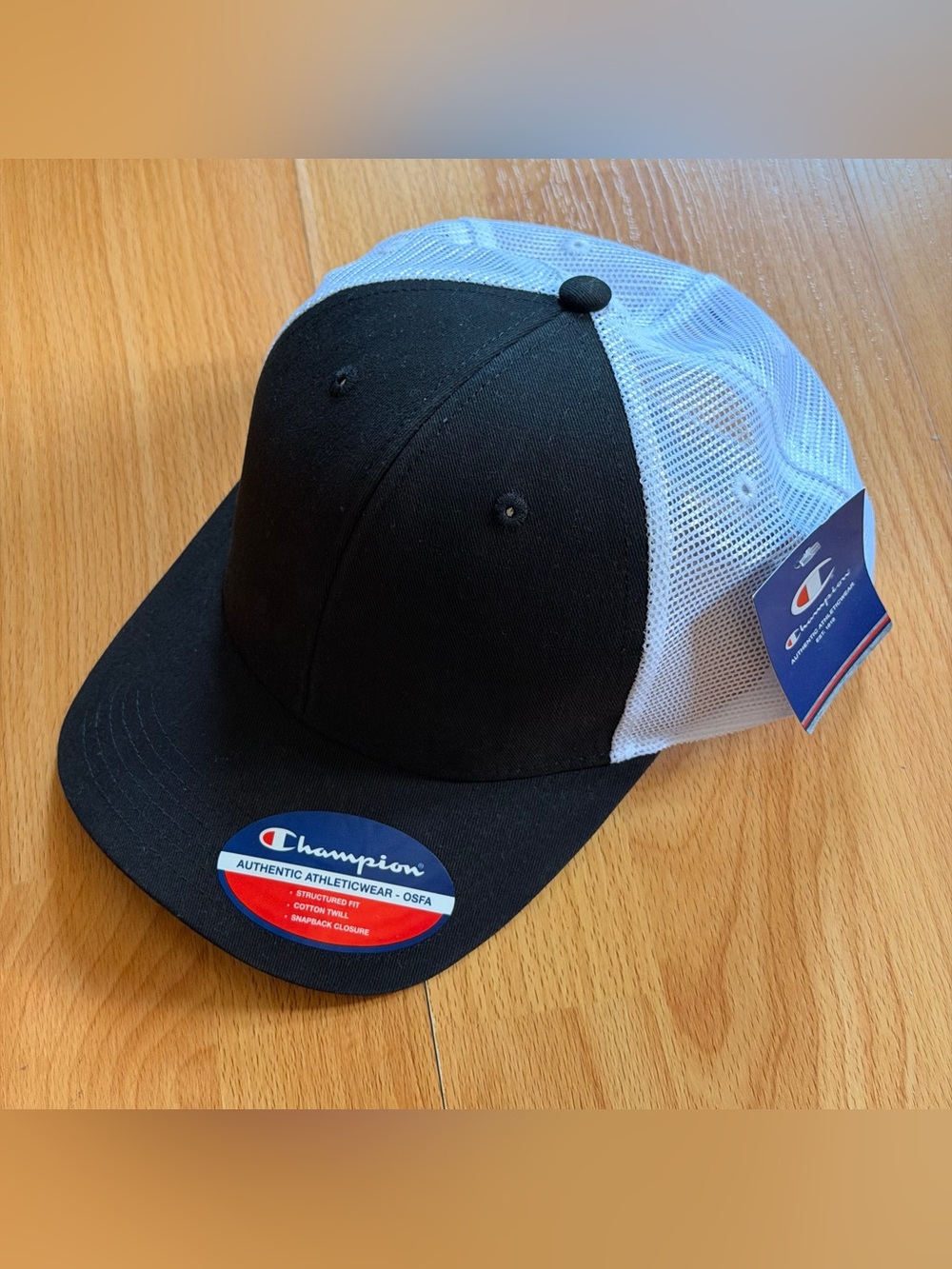 Champion Black Front White Mesh Trucker Hat